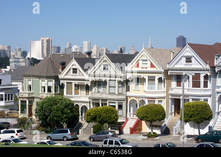 The Painted Ladies Victorian houses in San Francisco, California Stock Photo