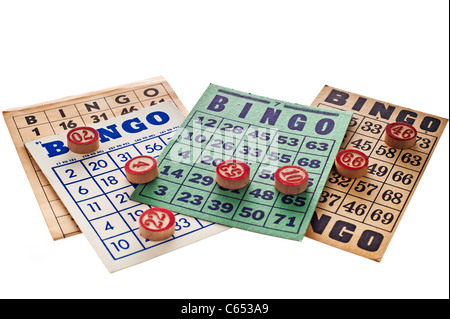 vintage bingo cards and markers Stock Photo