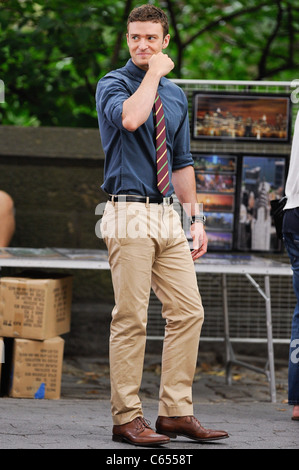 Justin Timberlake on the set of 'Friends With Benefits' in Central Park out and about for CELEBRITY CANDIDS - TUESDAY, , New York, NY July 20, 2010. Photo By: Ray Tamarra/Everett Collection Stock Photo