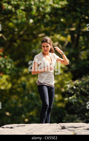 Mila Kunis, on the set of 'Friends With Benefits' in Central Park out and about for CELEBRITY CANDIDS - TUESDAY, , New York, NY Stock Photo