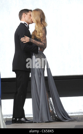 Sam Page, Blake Lively (wearing a Zuhair Murad gown) out and about for GOSSIP GIRL Season Four Filming On Location, Lincoln Center, New York, NY September 20, 2010. Photo By: Kristin Callahan/Everett Collection Stock Photo