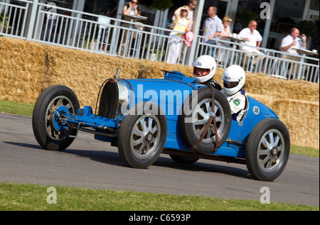 1924 Bugatti Type 35 with driver Ken Prichard Jones at the 2011 Goodwood Festival of Speed, Sussex, England, UK. Stock Photo