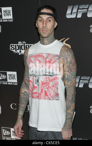 Travis Barker at arrivals for Stars and Straps MAGIC Convention Kick Off Party, XS Nightclub located inside Encore Las Vegas, Las Vegas, NV February 15, 2011. Photo By: James Atoa/Everett Collection Stock Photo