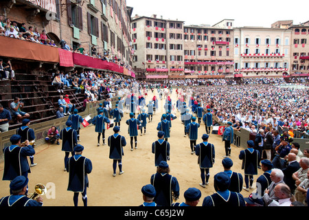 Palio di Siena 2011, July 2. Horse race: historical reenactment and parade, Piazza del Campo, Palio Siena. Editorial use only. Stock Photo