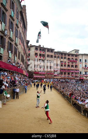 Palio di Siena 2011, July 2. Horse race: historical reenactment and parade, Piazza del Campo, Palio Siena. Editorial use only. Stock Photo