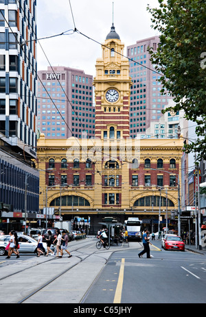 The Famous Victorian Flinders Street Railway Station Building in Melbourne Victoria Australia Stock Photo