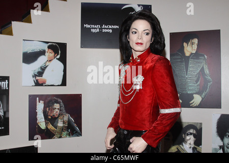 Michael Jackson Wax Figure inside for Michael Jackson Tribute Exhibit at Madame Tussauds, Madame Tussauds New York, New York, NY June 23, 2010. Photo By: Rob Kim/Everett Collection Stock Photo