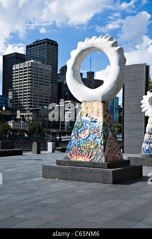 The Beautiful Sculptures The Guardians by Simon Rigg on Yarra Promenade Southbank Melbourne Victoria Australia Stock Photo