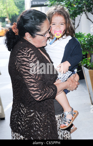 Valentina Paloma Pinault (R) and her nanny enter their Upper East Side hotel out and about for CELEBRITY CANDIDS - WEDNESDAY, , Stock Photo