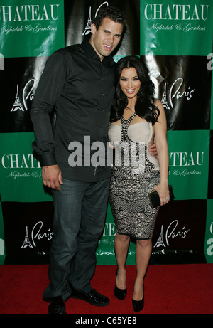 Kris Humphries, Kim Kardashian (wearing a Herve Leger dress) at arrivals for Khloe Kardashian Odom 27th Birthday Party, Chateau Stock Photo