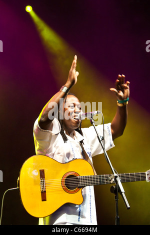 Aurelio Martinez, Honduran singer and guitarist, performing at WOMAD 2011, Charlton Park, Malmesbury, England, UK Stock Photo