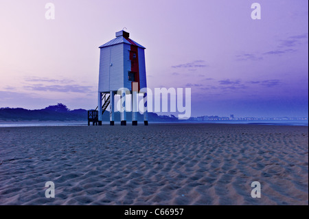 Old fashioned working lighthouse on the beach at Burnham on Sea, Somerset, England Stock Photo