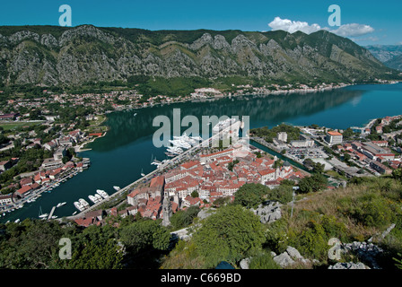 Kotor old town and inner bay, Montenegro Stock Photo