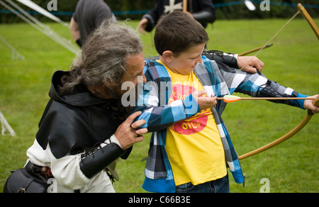 Medieval Festival Archer in Verdin Park, Northwich August 13th & 14th, with Living History Camps, Cheshire, UK Stock Photo