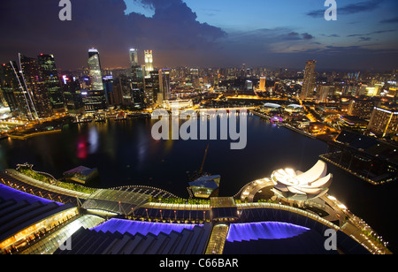 View of the the bay from the Marina Bay Sand Hotel, Singapore Stock Photo