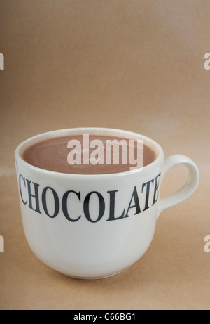 Hot chocolate isolated on beige background Stock Photo