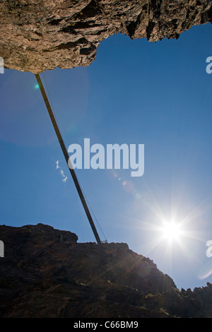 Royal Gorge Bridge viewed from the historic Royal Gorge Route Railroad. Stock Photo