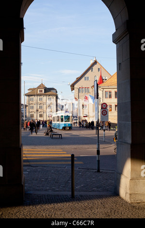 tram and people, Zürich, Switzerland Stock Photo