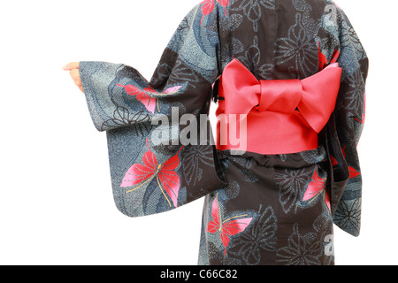 Japanese woman in traditional clothes of kimono, portrait of back view Stock Photo