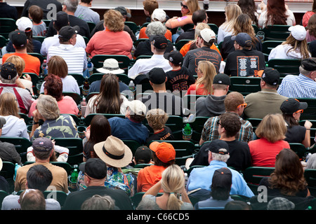 Aerial view of fans in seats at a ball park, San Francisco, California, United States of America Stock Photo