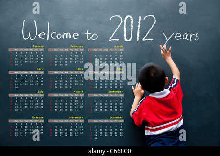 2012 calendar with a boy Stock Photo