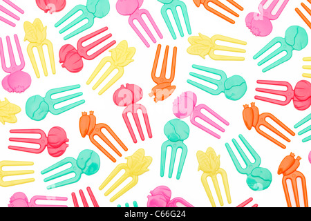 Colorful fork for children, isolated on white background Stock Photo