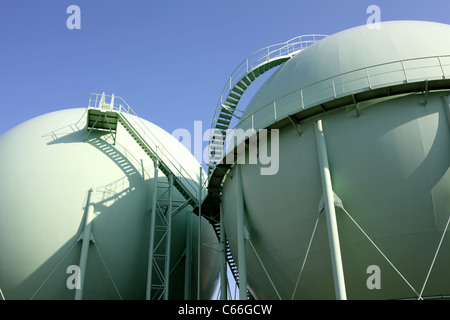 Storage tanks in a chemical plant, blue sky Stock Photo