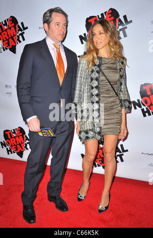 Matthew Broderick, Sarah Jessica Parker (wearing a Lanvin dress and Chanel coat) in attendance for THE NORMAL HEART Revival Opening Night on Broadway, The Golden Theatre, New York, NY April 27, 2011. Photo By: Gregorio T. Binuya/Everett Collection Stock Photo