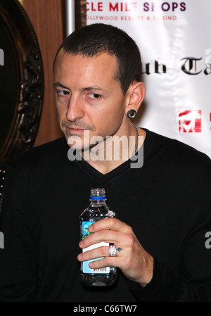 Chester Bennington in attendance for Linkin Park Autograph Signing at Club Tattoo, Miracle Mile Shops at Planet Hollywood Resort and Casino, Las Vegas, NV February 19, 2011. Photo By: MORA/Everett Collection Stock Photo
