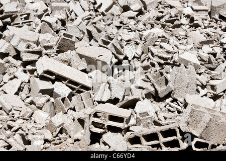 pile of broken grey bricks Stock Photo