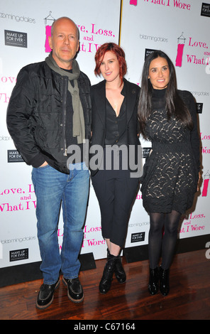 Bruce Willis, Rumer Willis, Demi Moore at the after-party for Love, Loss, and What I Wore New Cast Members Party, B Smith's Restaurant, New York, NY March 24, 2011. Photo By: Gregorio T. Binuya/Everett Collection Stock Photo