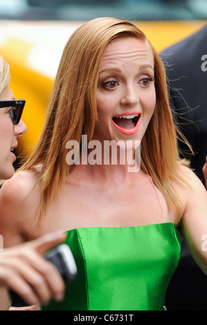 Jayma Mays, enters the Ziegfeld Theatre at the premiere of THE SMURFS, out and about for CELEBRITY CANDIDS - SUN, , New York, NY July 24, 2011. Photo By: Ray Tamarra/Everett Collection Stock Photo
