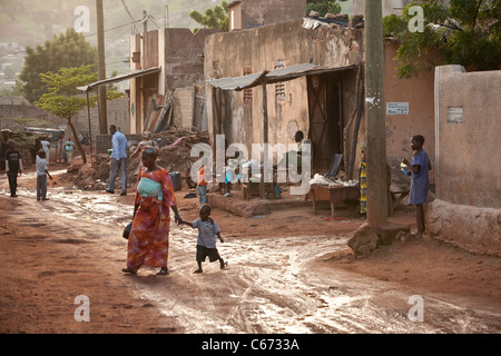 Kadija Bagayoko and her family live in Banconi, a crowded suburb of Bamako. PSI Mali. August - September, 2010. Stock Photo