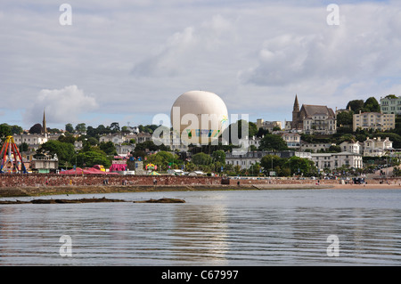 Beachfront showing hot-air balloon, Torquay, Tor Bay, Devon, England, United Kingdom Stock Photo