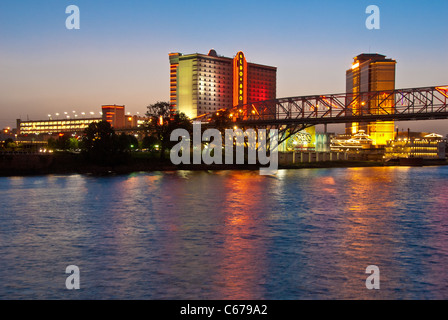Riverfront casino district along the Red River in Shreveport, Louisiana, USA Stock Photo