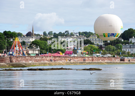 Beachfront showing hot-air balloon, Torquay, Tor Bay, Devon, England, United Kingdom Stock Photo