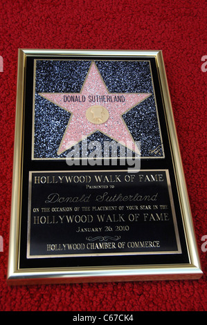 Donald Sutherland star replica at the induction ceremony for Star on the Hollywood Walk of Fame Ceremony for Donald Sutherland, Stock Photo