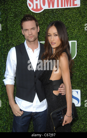Shane West, Maggie Q at arrivals for CBS, The CW and Showtime TCA Summer Press Tour Party, Beverly Hilton Hotel, Beverly Hills, Stock Photo