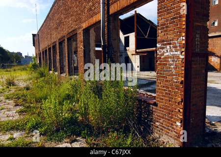 old wall of the abandoned house Stock Photo