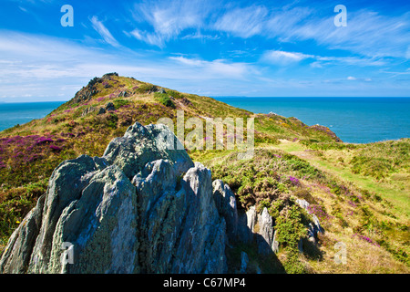 Morte Point near Morthoe, Woolacombe with a view over the Bristol Channel, North Devon, England, UK Stock Photo