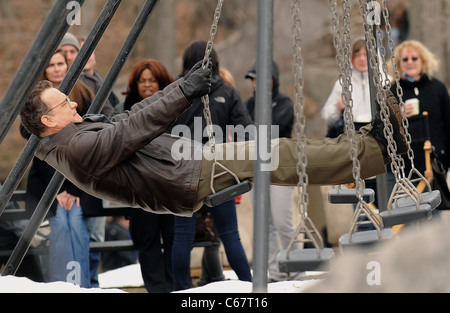 Tom Hanks on location for Filming of EXTREMELY LOUD AND INCREDIBLY CLOSE, Central Park, New York, NY March 22, 2011. Photo By: Kristin Callahan/Everett Collection Stock Photo