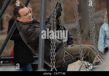 Tom Hanks on location for Filming of EXTREMELY LOUD AND INCREDIBLY CLOSE, Central Park, New York, NY March 22, 2011. Photo By: Kristin Callahan/Everett Collection Stock Photo