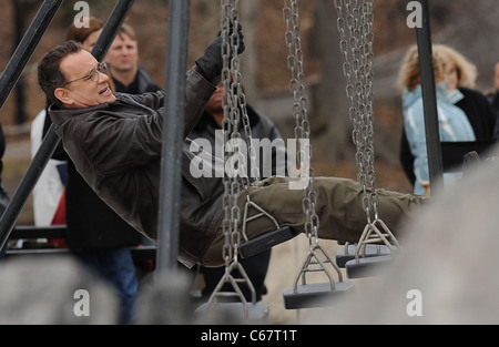 Tom Hanks on location for Filming of EXTREMELY LOUD AND INCREDIBLY CLOSE, Central Park, New York, NY March 22, 2011. Photo By: Kristin Callahan/Everett Collection Stock Photo