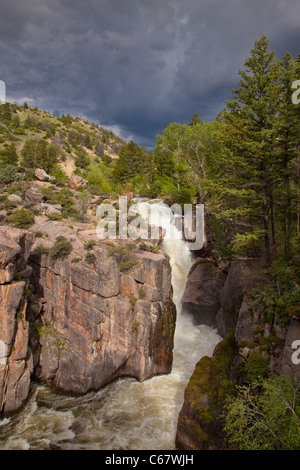 Shell Falls, Shell Falls National Recreation Trail, Bighorn Scenic Byway, Bighorn National Forest, Wyoming Stock Photo