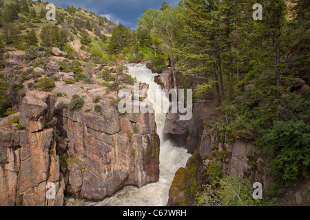 Shell Falls, Shell Falls National Recreation Trail, Bighorn Scenic Byway, Bighorn National Forest, Wyoming Stock Photo