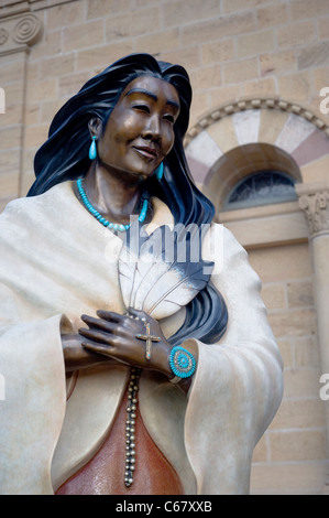 Kateri Tekakwitha (Mohawk: 1656 – 1680), first Native American Indian of North America to be promoted a Saint, Santa Fe, NM. Stock Photo