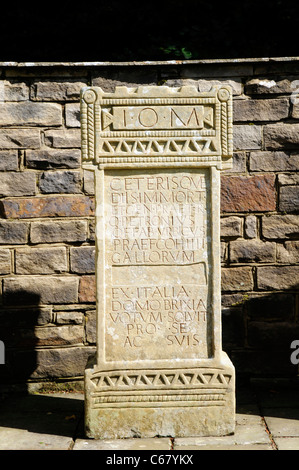 Replica Roman altar to Jupiter at Vindolanda Open Air Museum , near Hadrian's Wall, UK Stock Photo