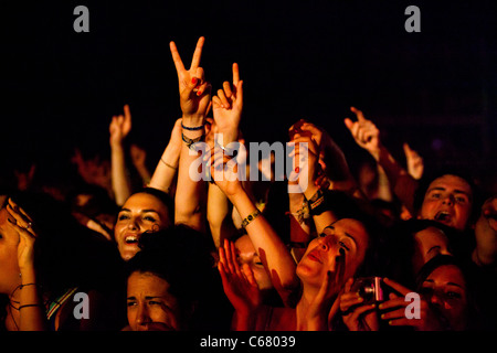 Benicassim, FIB July 2011 - International Music Festival - Crowd excited during a show Stock Photo