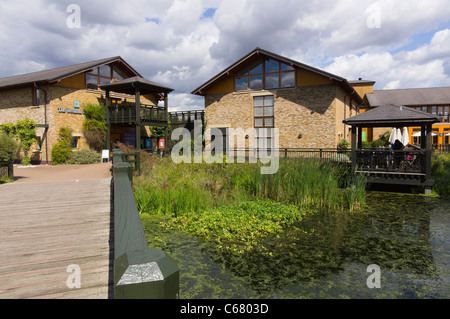 London Wetland Centre, Barnes - WWT site. The main buildings and centre. Stock Photo