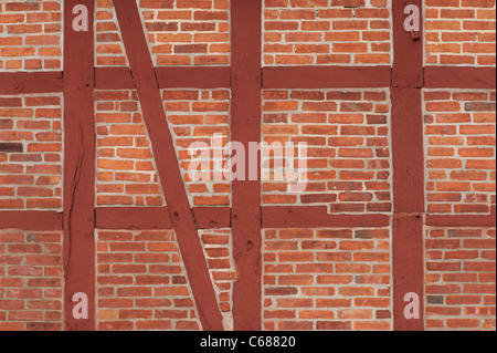 Old half-timbered brick wall Stock Photo